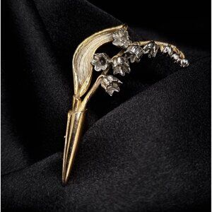 Vintage MFA Signed Lily Of The Valley Gold & Silver Tone Brooch